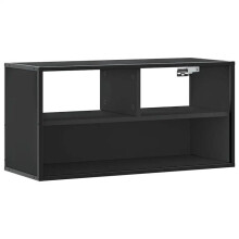 Mobile TV a muro - HELLOSHOP26 - 80 x 31 x 39,5 cm - Nero - Legno ingegnerizzato e metallo - Fissaggio a muro, grande spazio di archiviazione