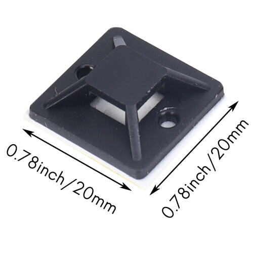 100 Pcs Self Adhesive Cable Tie Mount Base Holder 20 x 20 x 6mm 2