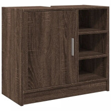 Waschtischunterbau - HELLOSHOP26 - 63x29x55 cm - Braunes Eichenholz - Ingenieurholz - Großer Stauraum