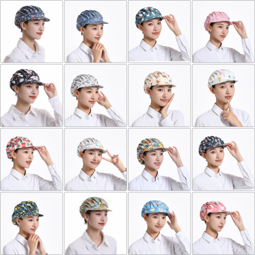 Chefs Hat Flat Top Cotton Oil Proof Various Pattern Culinary-1 1