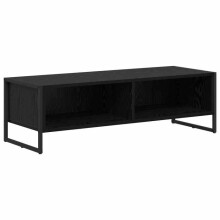 Mobile TV - HELLOSHOP26 - 100 x 36,5 x 30,5 cm - Stile industriale - Nero rovere - Piedi in acciaio
