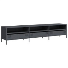Mobile TV - HELLOSHOP26 - 202 x 39 x 43,5 cm - Acciaio laminato a freddo - 3 compartimenti e 3 cassetti - Antracite