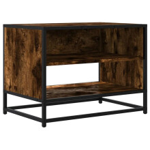 TV-meubel - HELLOSHOP26 - 61x40x46 cm - Rook eiken - Metaalstructuur - Grote opbergruimte - Industriële stijl
