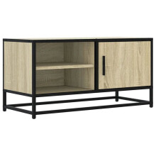 Mobile TV - HELLOSHOP26 - 80 x 34,5 x 40 cm - Rovere sonoma - Struttura in metallo - Grande spazio di archiviazione