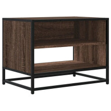 Mobile TV - HELLOSHOP26 - 61 x 40 x 46 cm - Rovere marrone - Metallo e legno - Grande spazio di stoccaggio