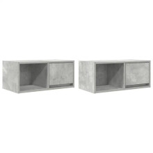 Mobile TV a muro - HELLOSHOP26 - design essenziale - 60 x 31 x 25,5 cm - Set di 2 - Marrone