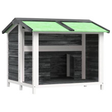 Chenil - HELLOSHOP26 - 96x87x80,5 cm - Legno di pino massiccio - Tetto impermeabile verde - Per cani piccoli all'aperto