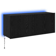 Wand TV-meubel - HELLOSHOP26 - Moderne Wand TV-kast - Zwart eiken - 100x35x41 cm - LED-verlichting