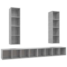 TV Meubels - HELLOSHOP26 - Set van 4 - Beton grijs - Verticaal/horizontaal ophangbaar - 37x37x142,5 cm