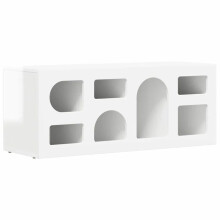 Mobile TV - HELLOSHOP26 - 100x35x40 cm - Bianco lucido - Legno ingegnerizzato - 7 ripiani
