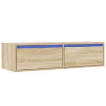 Mobile TV - HELLOSHOP26 - 100 x 35,5 x 25 cm - Illuminazione LED RGB personalizzabile - Rovere Sonoma - Risparmio di spazio con cassetto