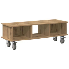 Mobile TV - HELLOSHOP26 - 100 x 35 x 35 cm - Legno ingegnerizzato - Rovere beige - Ripostiglio multiplo