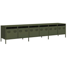 Mobile TV - HELLOSHOP26 - 202 x 39 x 43,5 cm - verde oliva - acciaio laminato - 6 cassetti