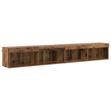 Mobile TV - HELLOSHOP26 - Mobile TV a parete moderno - Illuminazione LED multicolore - Set di 2 - 100x30x30 cm