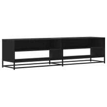 TV-meubel - HELLOSHOP26 - 180,5 x 40 x 46 cm - Zwart - Hout en metaal - 4 planken
