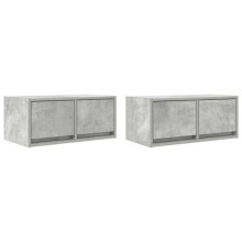 Mobile TV a muro - HELLOSHOP26 - Set di 2 - Grigio cemento 60x31x25,5 cm - 2 cassetti - Poco ingombrante