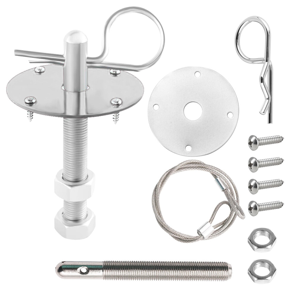 Stainless Steel Hood Pins And Latch Kit With Racing Lanyard For Secure Car Hood Lock And Stability 9330225076100