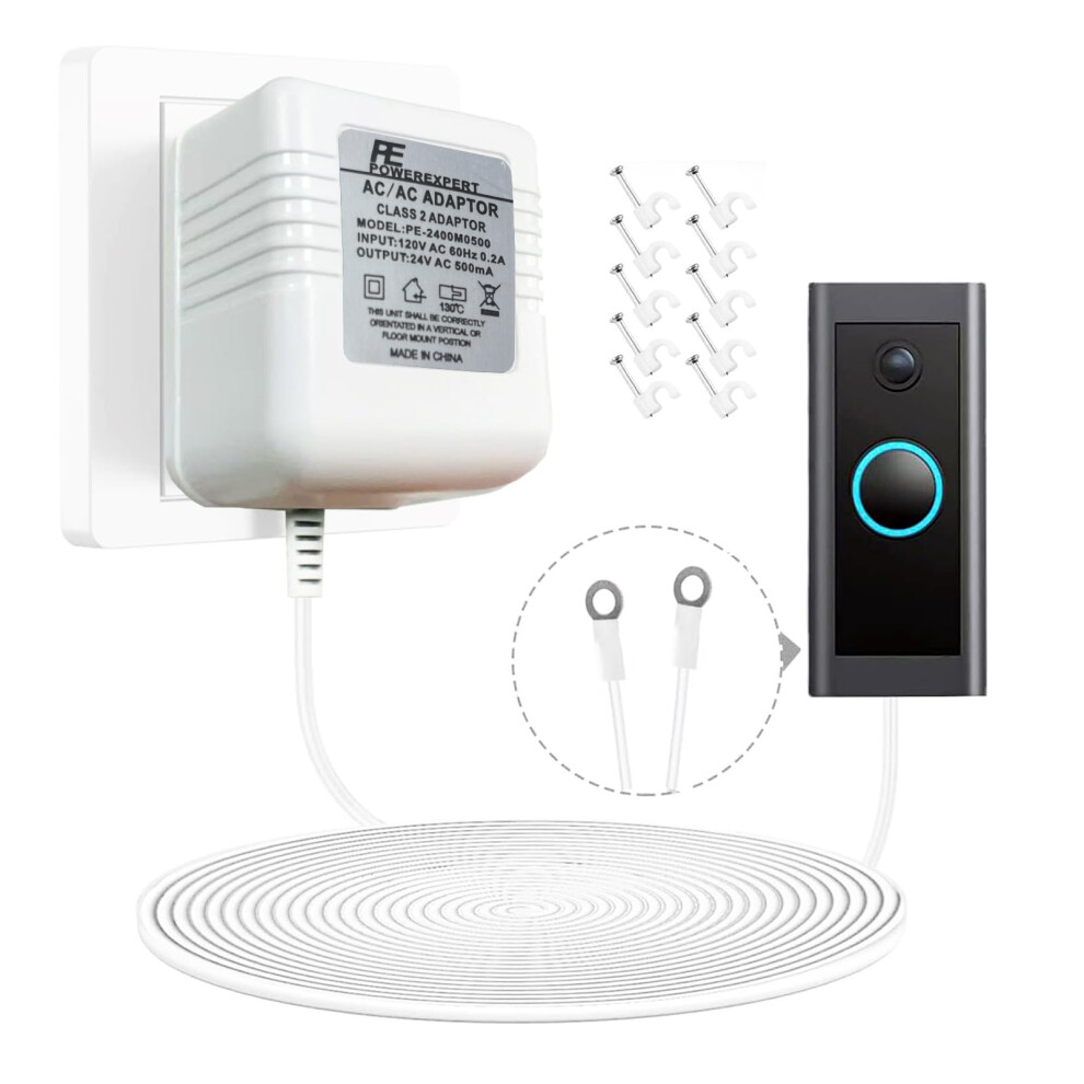 18V 500Ma Doorbell Transformer With 26Ft Cable, Continuous Ac Power For Ring And Nest Hello Doorbells 9330225076186