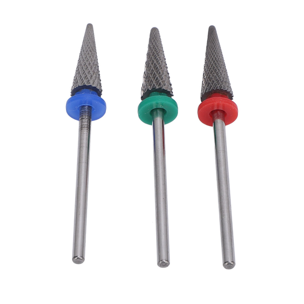 3 Pcs Tungsten Steel Tapered Nib Nail Drill Bits for Acrylic Nails