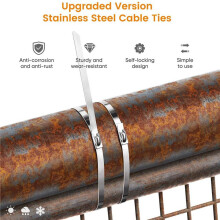 200Pcs Chain Link Fence Ties,Multi-Purpose Self-Locking Stainless Steel Zip Ties for Outdoor Garden Farm Pet Cages Fence