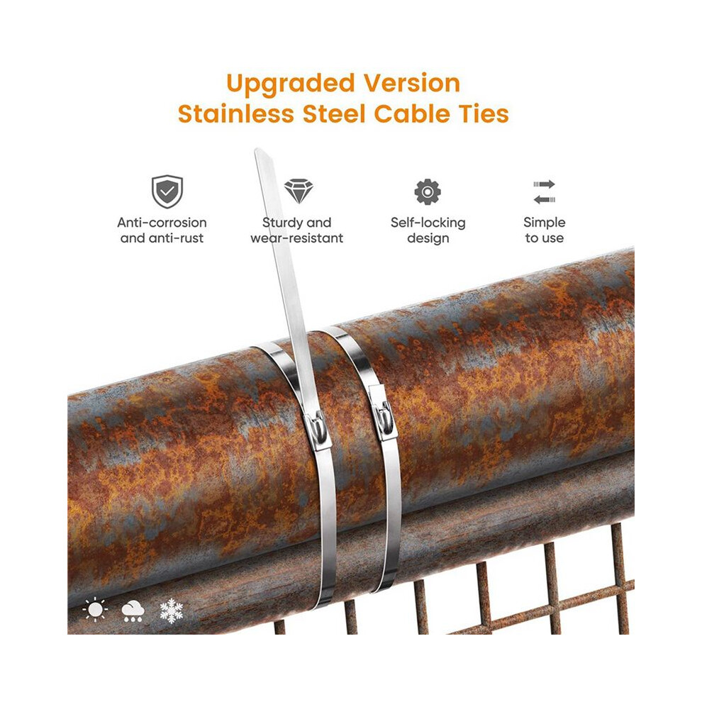 200Pcs Chain Link Fence Ties,Multi-Purpose Self-Locking Stainless Steel Zip Ties For Outdoor Garden Farm Pet Cages Fence 6033556416326