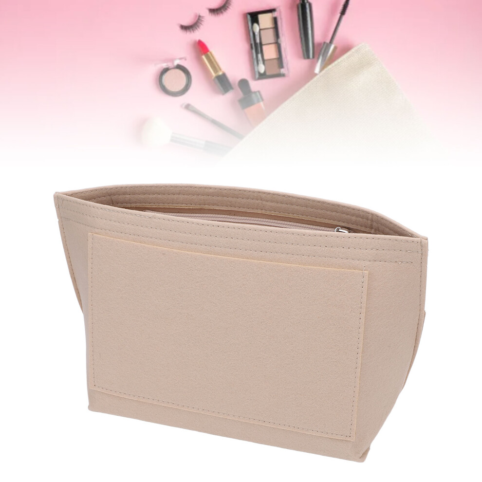 Brown Large Felt Purse Organizer Insert, Handbag Makeup Bag L Size