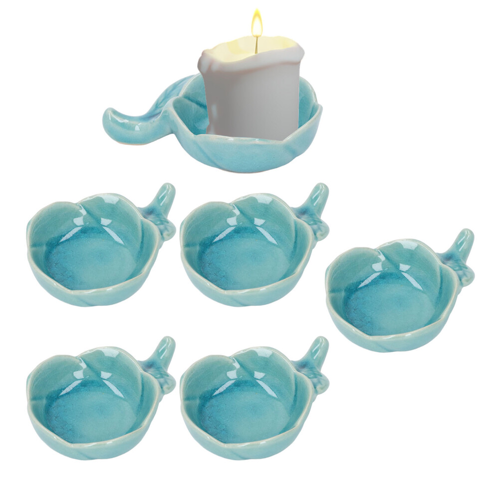 5pcs Ceramic Tealight Candle Holder Aromatherapy Burner Essential Oil Plate for Home Office