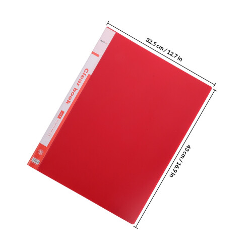 Porte-Documents Plastique Rouge Grand Volume Poche Transparente 1