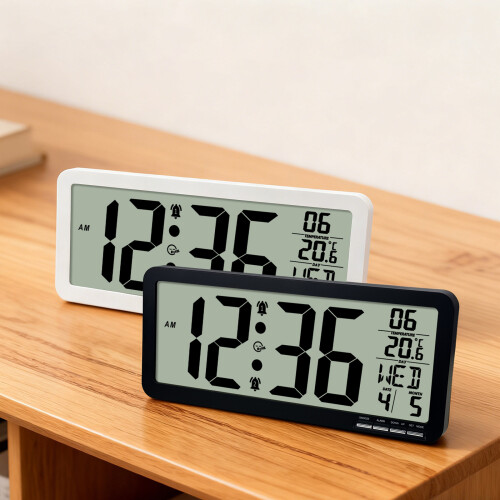 Multifunction LCD Digital Clock With Time Date Display-Black 1
