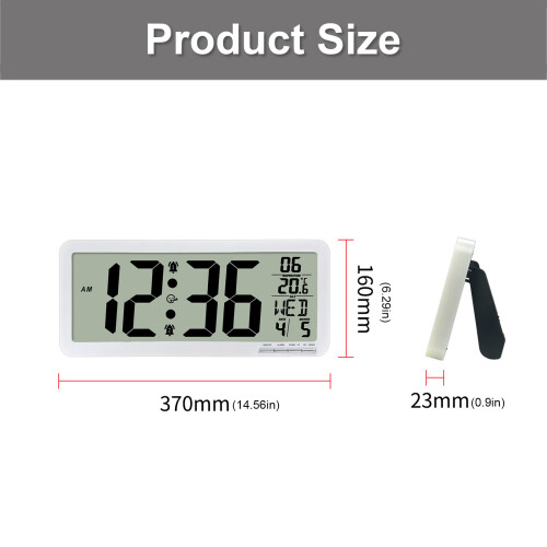 Multifunction LCD Digital Clock With Time Date Display-Black 2
