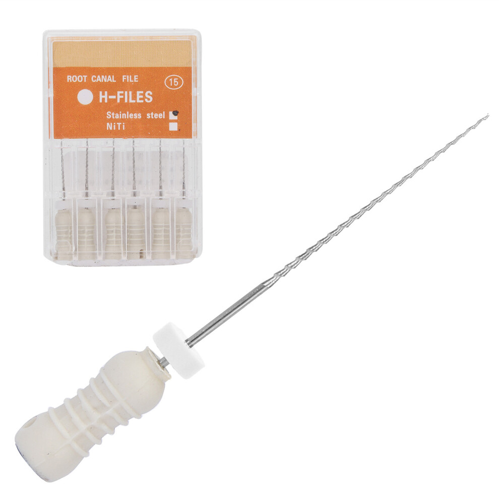 Stainless Steel Root Canal Files 21mm 0.8in 6 Pack Dental Tool