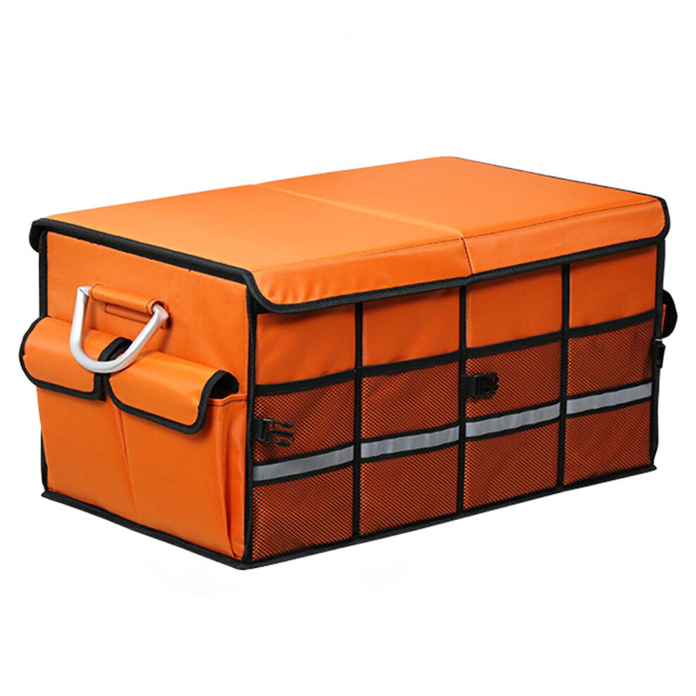 Car Trunk Organizer 66L Foldable Oxford Fabric Storage Box With Lid For Suv And Volkswagen Caddy 2011Â2020 Orange 9330225077787