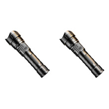 2X LED Flashlight Rechargeable Portable Flashlight Digital Display Outdoor Work Light Telescopic Zoom Flashlight