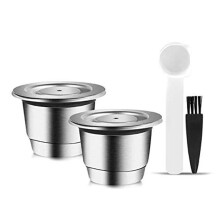 2PCS Stainless Steel Crema Espresso Reusable Capsule Coffee Pods for Refilling Capsules Pods for Nesprsso Machines