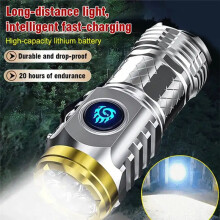 Linterna Táctica Láser Recargable Extremadamente Brillante Accesorios para Exteriores Iluminación Portátil Plata