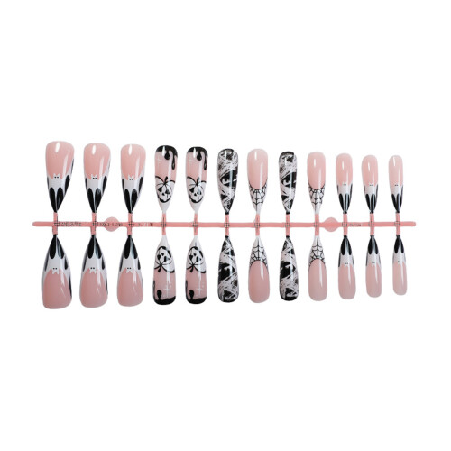 Halloween Press On Nails - 24PCS Pumpkin Ghost Style 1