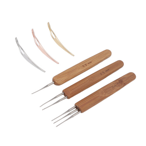 Professional Dreadlock Crochet Hook Set 0.5mm Bamboo Alloy Portable Tool