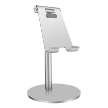 Tablet Phone Stand with 360 Rotation, Telescopic Aluminum Holder for Desk, Charging Port Access