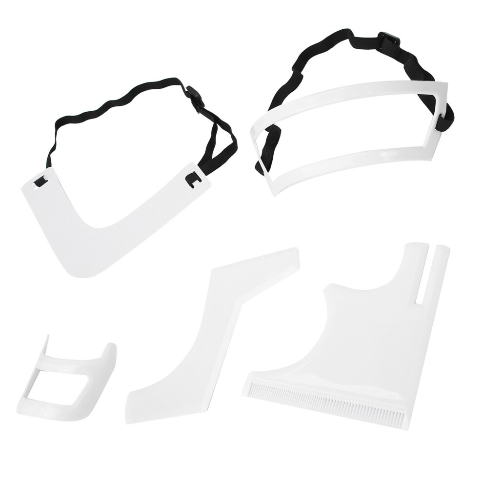 White 5Pcs Beard Shaper Template Set For Hairline & Trimming Styling