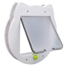 Transparent Cat Flap Door, 29x27.5cm, White, 2-Way Lock