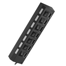 USB 3.0 Hub 7 Port with Individual Switches for Laptop and PC, Fast Data Transfer and Overcurrent Protection