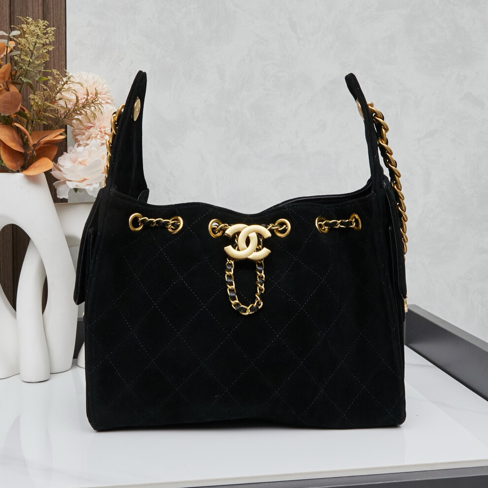 Xhrain Chanel 25 Bag | Caviar Leather Hobo Shoulder Crossbody Black