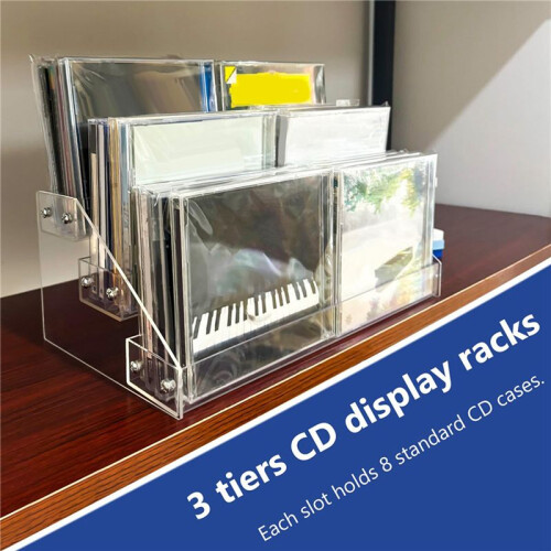 4X 3 Tier Clear Acrylic CD Holder Cascading CD Storage Rack