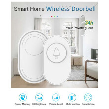 Wireless Doorbell 433MHz Waterproof Button Adjustable Volume 36 Melodies Ringtones Black Color Indicator Light Remind US