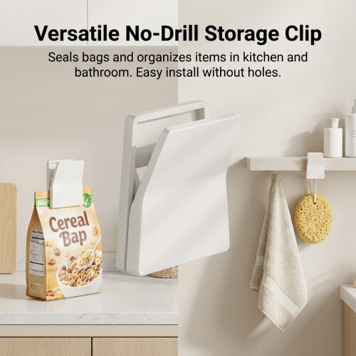 Wall Mounted Snap Lock Clamp - Kitchen & Bathroom Organizer 1