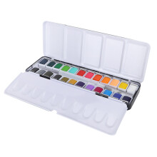 Aquarellfarben-Set, 24 Farben, Metallbox, Schwarz