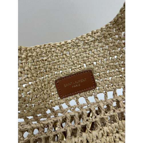 YSL Icare Medium Raffia Crochet Tote Bag 48cm 2