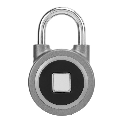 Fingerprint Padlock USB Charging, 20 Fingerprints, Grey