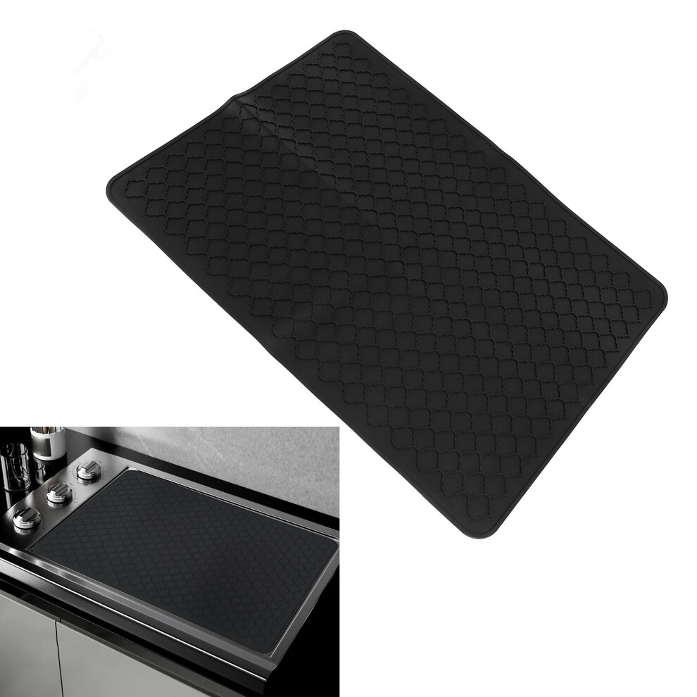 Black Silicone Stove Cover Mat 27.8X19.9in Electric Cooktop Protector