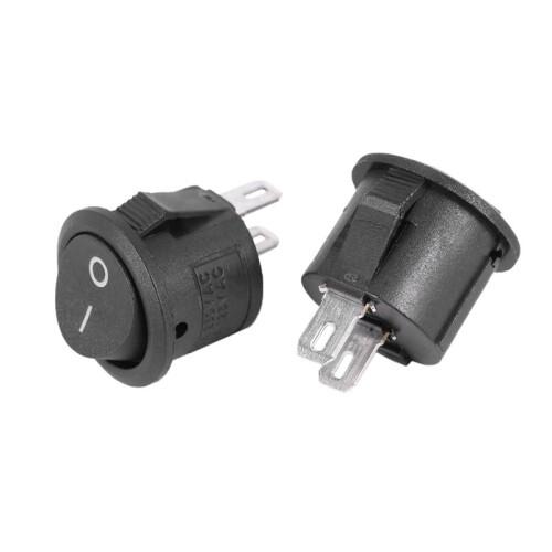 30 Pcs SPST Black Button /Off Round Rocker  AC 6A/125V 3A/250V 2